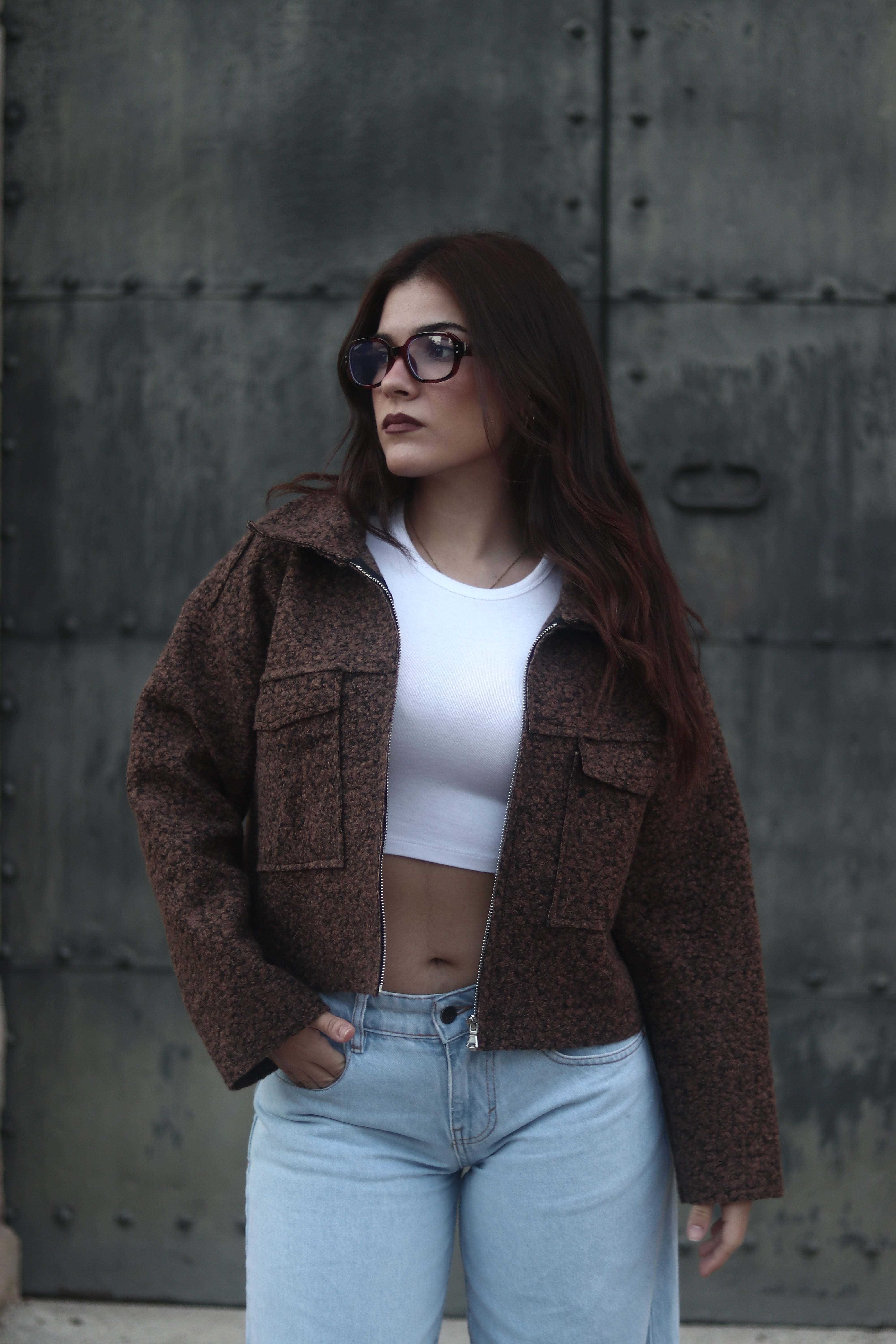 Lima | Chaqueta crop con bolsillos y cremallera